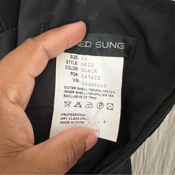 Alfred Sung D522 Bridesmaid Dress Size 16 Black Cocktail Party Dupioni - Picture 3 of 6